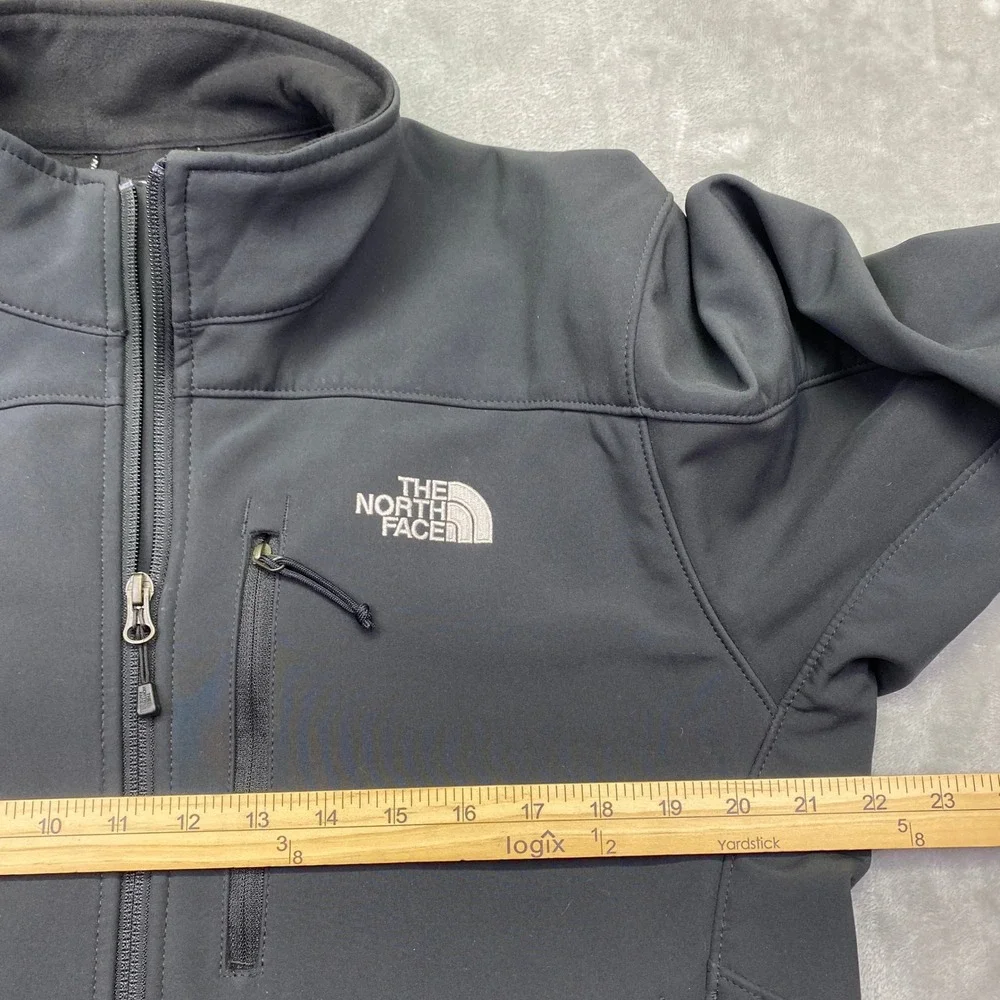 The North Face‎ Apex Mens Medium Black Softshell Full Zip Jacket Fleece Lined